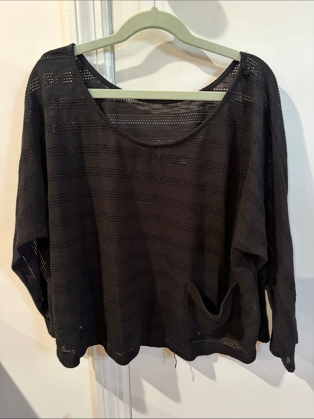 Anthropologie Black Open-Knit Crop Top